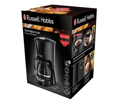 Кофеварка Russell Hobbs капельная Textures Plus 1.25л, молотый, черный Кофеварка Russell Hobbs капельная Textures Plus 1.25л, молотый, черный
