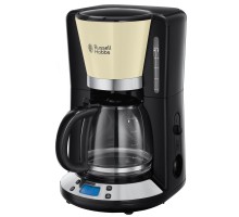 Кофеварка Russell Hobbs капельная Colours Plus 1.25л, молотый, черно-бежевый