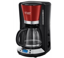 Кофеварка Russell Hobbs капельная Colours Plus 1.25л, молотый, красно-черный