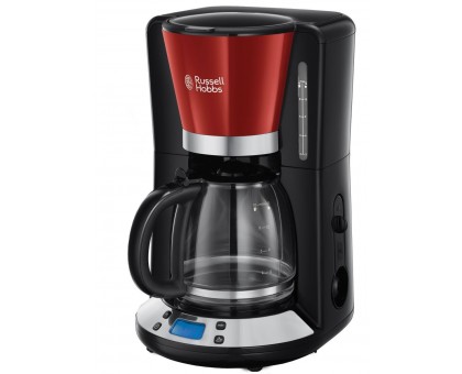 Кавоварка Russell Hobbs крапельна Colours Plus 1.25л, мелена, червоно-чорний