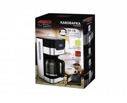 Кофеварка Ardesto капельная 1.5л, молотый, черно-серебристый Кофеварка Ardesto капельная 1.5л, молотый, черно-серебристый