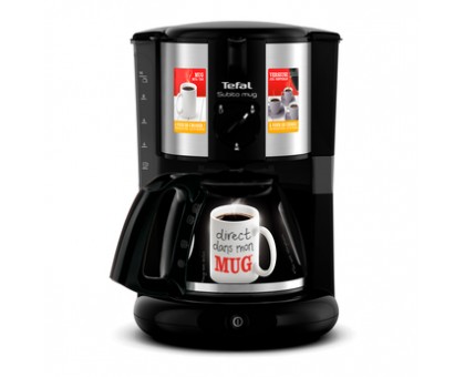 Кофеварка Tefal капельная Subito Mug 1.25л, молотый, черно-серебристый Кофеварка Tefal капельная Subito Mug 1.25л, молотый, черно-серебристый