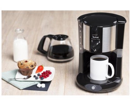 Кофеварка Tefal капельная Subito Mug 1.25л, молотый, черно-серебристый Кофеварка Tefal капельная Subito Mug 1.25л, молотый, черно-серебристый