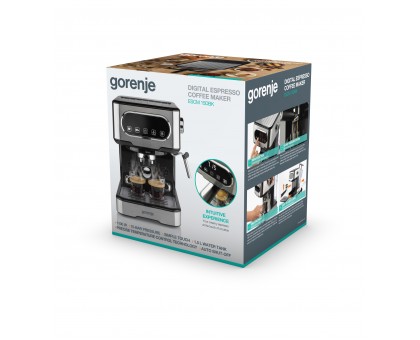 Кавоварка Gorenje ріжкова 1.5л, мелена, ручний капучинатор, нерж