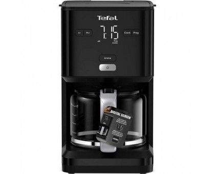 Кофеварка Tefal капельная Smart&light 1.25л, молотый, LED-дисплей, черный Кофеварка Tefal капельная Smart&light 1.25л, молотый, LED-дисплей, черный
