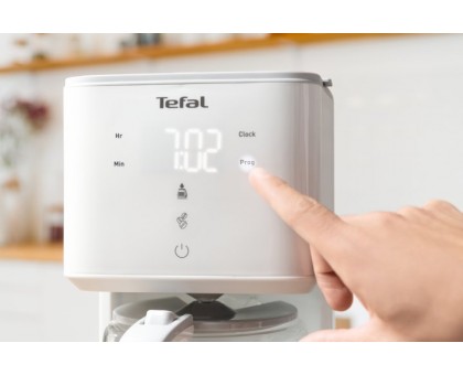 Кофеварка Tefal капельная Sense 1.25л, молотый, LED-дисплей, сенсорное управл., белый