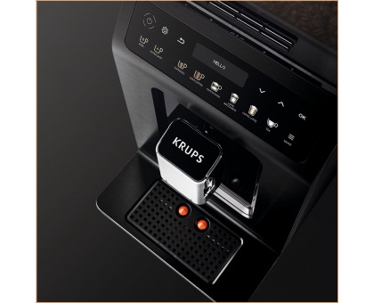 Кофемашина Krups Evidence Plus Titanium 2.3л, зерно, автомат.капучинатор, OLED диспл, аторец. - 19, черный Кофемашина Krups Evidence Plus Titanium 2.3л, зерно, автомат.капучинатор, OLED диспл, аторец. - 19, черный