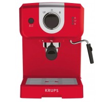 Кавоварка Krups ріжкова Opio 1.5л, мелена, ручний капучинатор, підігрів чашок, червоний