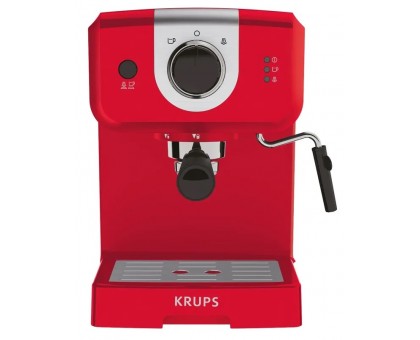 Кофеварка Krups рожковая Opio 1.5л, молотый, ручной капучинатор, подогрев чашек, красный