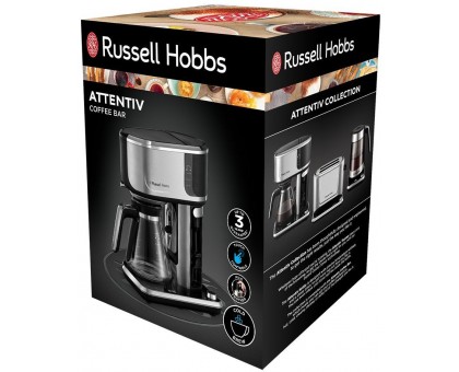 Кофеварка Russell Hobbs капельная Attentiv Coffee Bar 1.5л, молотый, LED-дисплей, черно-металл Кофеварка Russell Hobbs капельная Attentiv Coffee Bar 1.5л, молотый, LED-дисплей, черно-металл
