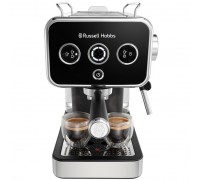 Кофеварка Russell Hobbs рожковая Distinctions 1.1л, молотый + чалды, черно-серебристый