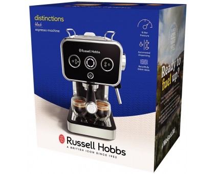 Кофеварка Russell Hobbs рожковая Distinctions 1.1л, молотый + чалды, черно-серебристый Кофеварка Russell Hobbs рожковая Distinctions 1.1л, молотый + чалды, черно-серебристый