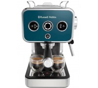 Кофеварка Russell Hobbs рожковая Distinctions Ocean 1.1л, молотый + чалды, сине-серебристый