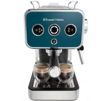 Кофеварка Russell Hobbs рожковая Distinctions Ocean 1.1л, молотый + чалды, сине-серебристый