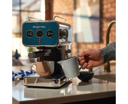 Кофеварка Russell Hobbs рожковая Distinctions Ocean 1.1л, молотый + чалды, сине-серебристый Кофеварка Russell Hobbs рожковая Distinctions Ocean 1.1л, молотый + чалды, сине-серебристый