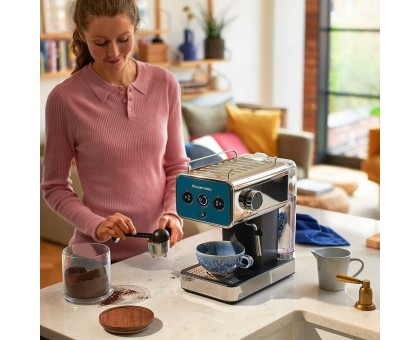Кофеварка Russell Hobbs рожковая Distinctions Ocean 1.1л, молотый + чалды, сине-серебристый Кофеварка Russell Hobbs рожковая Distinctions Ocean 1.1л, молотый + чалды, сине-серебристый