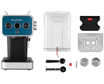 Кофеварка Russell Hobbs рожковая Distinctions Ocean 1.1л, молотый + чалды, сине-серебристый Кофеварка Russell Hobbs рожковая Distinctions Ocean 1.1л, молотый + чалды, сине-серебристый