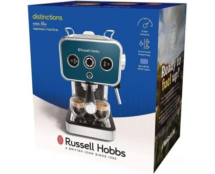 Кофеварка Russell Hobbs рожковая Distinctions Ocean 1.1л, молотый + чалды, сине-серебристый Кофеварка Russell Hobbs рожковая Distinctions Ocean 1.1л, молотый + чалды, сине-серебристый