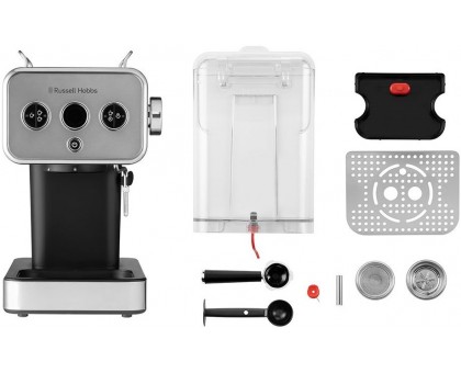 Кофеварка Russell Hobbs рожковая Distinctions Titanium 1.1л, молотый + чалды, серебристый Кофеварка Russell Hobbs рожковая Distinctions Titanium 1.1л, молотый + чалды, серебристый