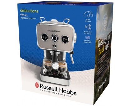 Кофеварка Russell Hobbs рожковая Distinctions Titanium 1.1л, молотый + чалды, серебристый Кофеварка Russell Hobbs рожковая Distinctions Titanium 1.1л, молотый + чалды, серебристый