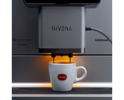 Кавомашина Nivona CafeRomatica 2.2л, зерно + мелена, автомат.капучинатор, авторецептів - 9, чорно - срібний Кавомашина Nivona CafeRomatica 2.2л, зерно + мелена, автомат.капучинатор, авторецептів - 9, чорно - срібний