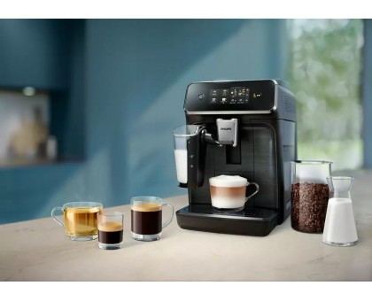 Кофемашина Philips Series 2300 1.8л, зерно + молоко, автомат.капучинатор, сенсорное управл., черный