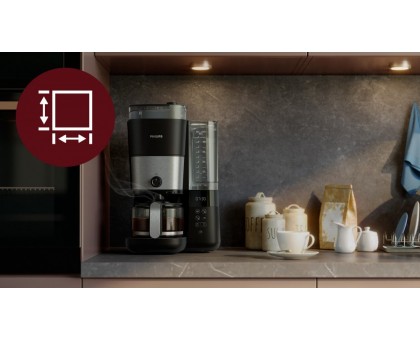 Кофеварка Philips капельная All-in-1 Brew 1.25л, зерно + молотый, дисплей, подогрев кофейника, кофемолка, черный Кофеварка Philips капельная All-in-1 Brew 1.25л, зерно + молотый, дисплей, подогрев кофейника, кофемолка, черный