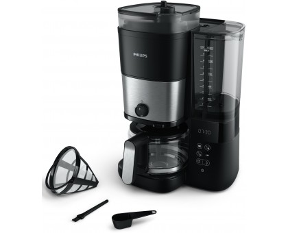 Кофеварка Philips капельная All-in-1 Brew 1.25л, зерно + молотый, дисплей, подогрев кофейника, кофемолка, черный Кофеварка Philips капельная All-in-1 Brew 1.25л, зерно + молотый, дисплей, подогрев кофейника, кофемолка, черный
