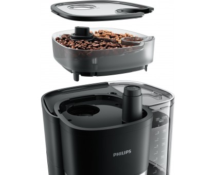 Кофеварка Philips капельная All-in-1 Brew 1.25л, зерно + молотый, дисплей, подогрев кофейника, кофемолка, черный Кофеварка Philips капельная All-in-1 Brew 1.25л, зерно + молотый, дисплей, подогрев кофейника, кофемолка, черный