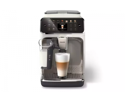 Кавомашина Philips Series 4400 LatteGo, 1.8л, зерно+мелена, автомат.капуч, дисплей, авторецептів -12, біло-срібна
