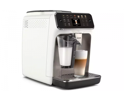 Кавомашина Philips Series 4400 LatteGo, 1.8л, зерно+мелена, автомат.капуч, дисплей, авторецептів -12, біло-срібна
