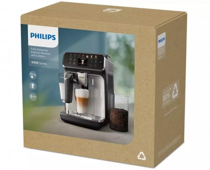 Кофемашина Philips Series 4400 LatteGo, 1.8л, зерно+мол., автомат.капуч, дисплей, авторецептов -12, черный