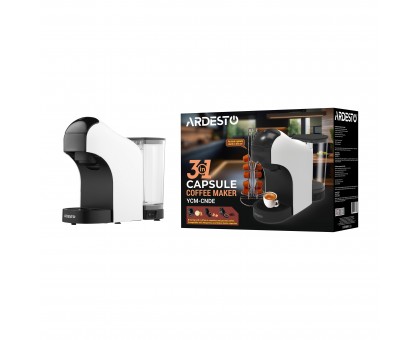 Кавоварка Ardesto капсульна, 0.8л, капсули Nespresso, Nescafe Dolce Gusto, мелена кава, сенсорне керування, білий Кавоварка Ardesto капсульна, 0.8л, капсули Nespresso, Nescafe Dolce Gusto, мелена кава, сенсорне керування, білий