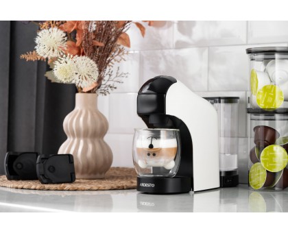 Кавоварка Ardesto капсульна, 0.8л, капсули Nespresso, Nescafe Dolce Gusto, мелена кава, сенсорне керування, білий Кавоварка Ardesto капсульна, 0.8л, капсули Nespresso, Nescafe Dolce Gusto, мелена кава, сенсорне керування, білий
