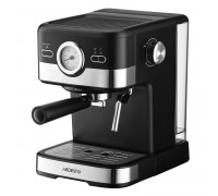 Кофеварка Ardesto рожковая Steel Collection 1.5л, молотый, ручной капучинатор,  черно-серебристый