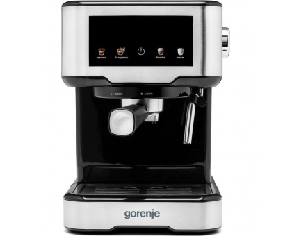 Кавоварка Gorenje ріжкова 1.5л, мелена, ручний капучинатор, нерж