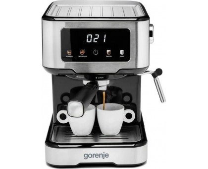 Кавоварка Gorenje ріжкова 1.5л, мелена, ручний капучинатор, нерж