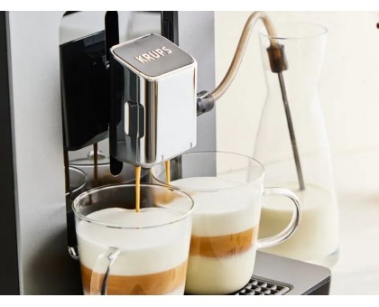 Кофемашина Krups Evidence Hot & Cold 2.3л, зерно, автомат.капучинатор, OLED диспл, авторецептов - 18, серо - черный Кофемашина Krups Evidence Hot & Cold 2.3л, зерно, автомат.капучинатор, OLED диспл, авторецептов - 18, серо - черный