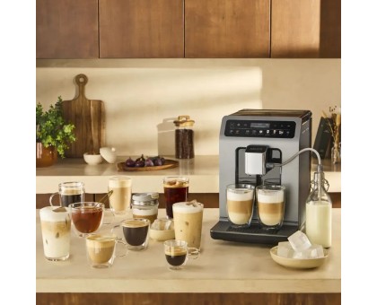 Кофемашина Krups Evidence Hot & Cold 2.3л, зерно, автомат.капучинатор, OLED диспл, авторецептов - 18, серо - черный Кофемашина Krups Evidence Hot & Cold 2.3л, зерно, автомат.капучинатор, OLED диспл, авторецептов - 18, серо - черный
