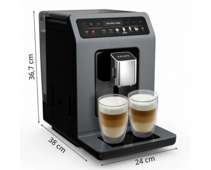 Кофемашина Krups Evidence Hot & Cold 2.3л, зерно, автомат.капучинатор, OLED диспл, авторецептов - 18, серо - черный Кофемашина Krups Evidence Hot & Cold 2.3л, зерно, автомат.капучинатор, OLED диспл, авторецептов - 18, серо - черный