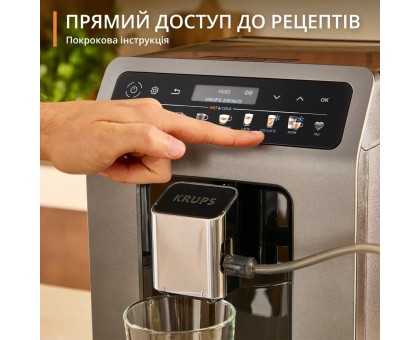Кофемашина Krups Evidence Hot & Cold 2.3л, зерно, автомат.капучинатор, OLED диспл, авторецептов - 18, серо - черный Кофемашина Krups Evidence Hot & Cold 2.3л, зерно, автомат.капучинатор, OLED диспл, авторецептов - 18, серо - черный