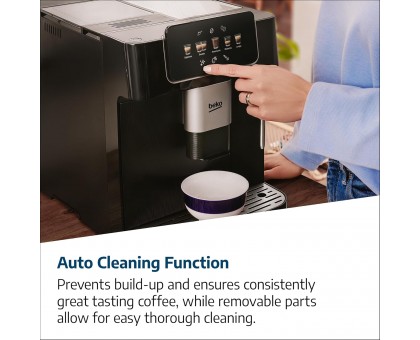Кофемашина Beko 2.0л, зерно + молоко, ручной капучинатор, авторецептов - 5, черный