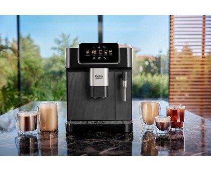Кофемашина Beko 2.0л, зерно + молоко, ручной капучинатор, авторецептов - 5, черный