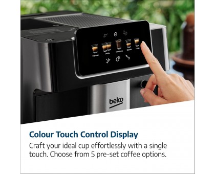 Кофемашина Beko 2.0л, зерно + молоко, ручной капучинатор, авторецептов - 5, черный