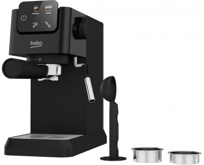 Кофеварка Beko рожковая 1.1л, молотый, ручной капучинатор, подогрев чашек, авторецептов - 5, дисплей, черный