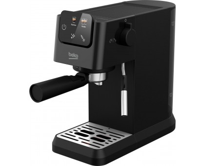 Кофеварка Beko рожковая 1.1л, молотый, ручной капучинатор, подогрев чашек, авторецептов - 5, дисплей, черный