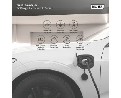 Пристрій зарядний DIGITUS EV Single Phase, 3.7kW, 5 m, Schuko to Type 2, з блоком керування та індикуації заряду