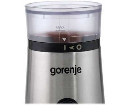 Кавомолка Gorenje SMK150E роторна 150Вт, об'єм зерен-60г, метал, чорно-сріблястий Кавомолка Gorenje SMK150E роторна 150Вт, об'єм зерен-60г, метал, чорно-сріблястий