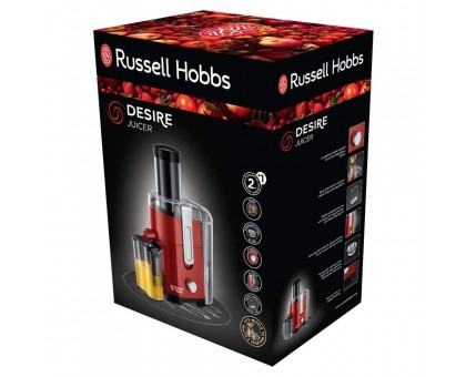 Соковыжималка Russell Hobbs Desire центробежная 550Вт, чаша-0.75л, жмых-2л, пластик, красно-черный