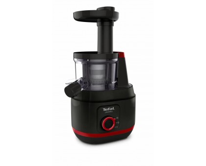 Соковыжималка Tefal Juiceo шнековая 150Вт, чаша-0.8л, жмых-0.8л, насадка для цитрусовых, пластик, черно-крассный